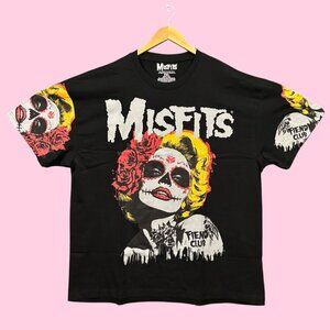 The Misfits Sugar Skull Zombie Girl Punk Rock Band Tee 2XL